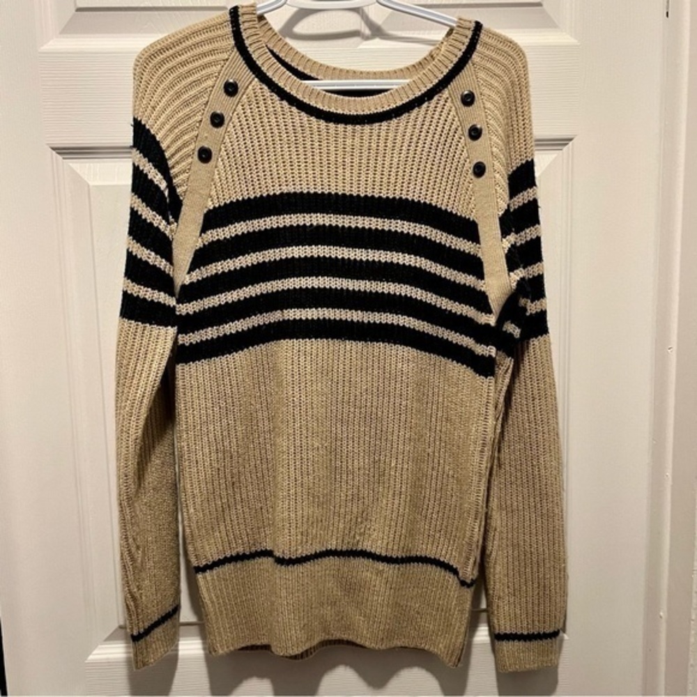 3/30$💥 Suzy Shier Medium Sweater pullover shirt sweater pull Women beige black - Picture 1 of 4